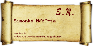 Simonka Márta névjegykártya